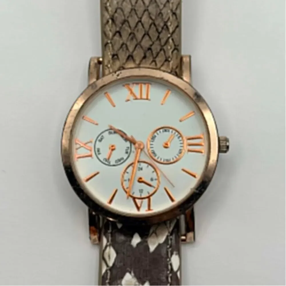 Rose Gold Faux Snake Print Watch